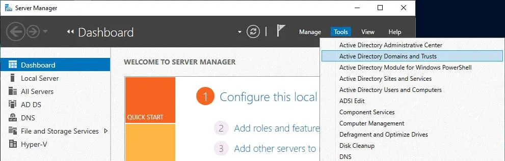 Configuring Active Directory Domains and Trusts