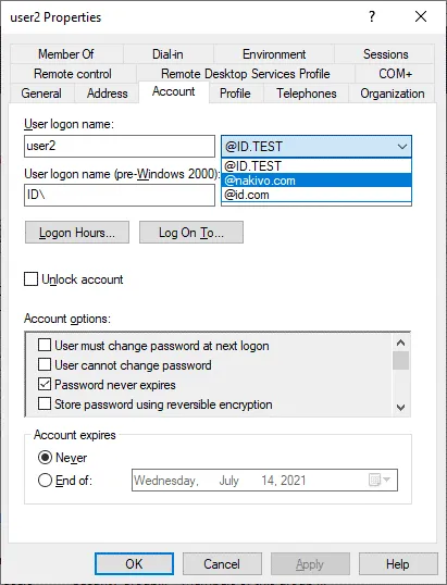 Configuring UPN suffixes for domain users to sync Office 365 with AD