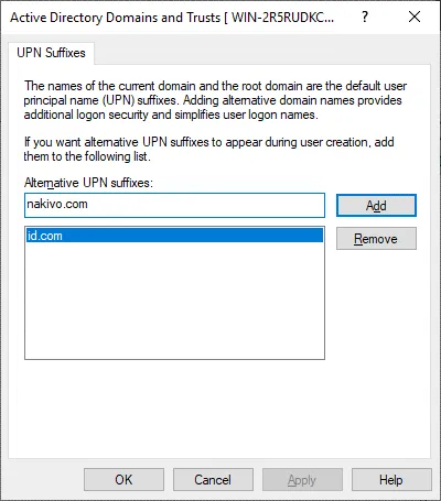 Editing UPN suffixes for a domain