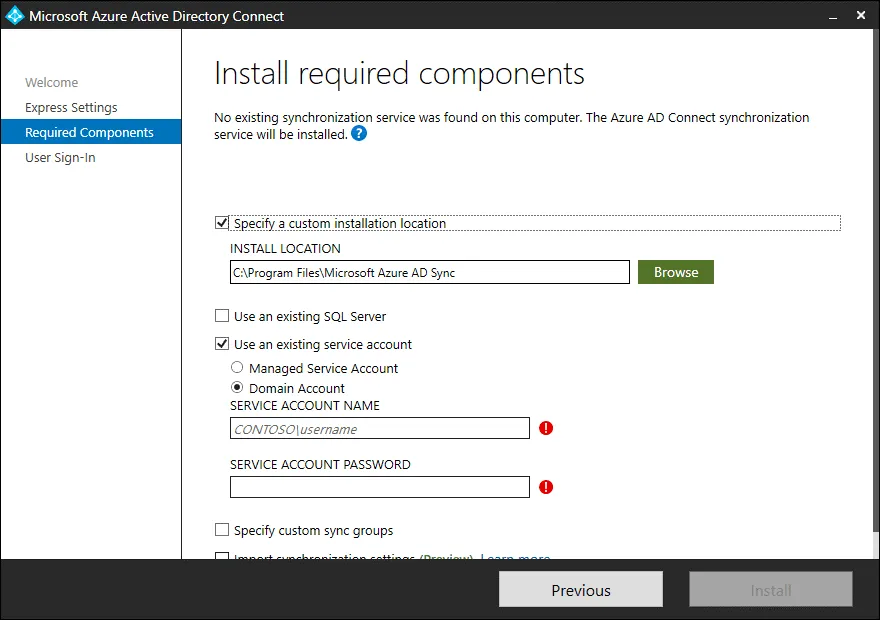 Office 365 Active Directory sync existing users