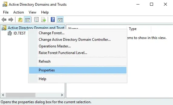 Opening properties of on-premises Active Directory domains
