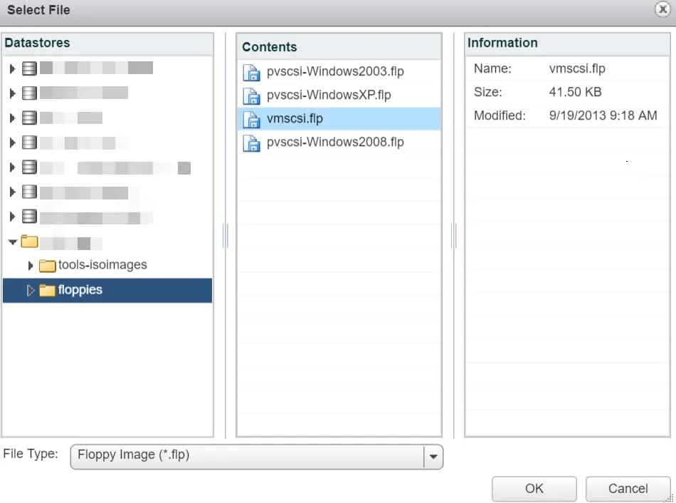 Select file, .flp floppy images