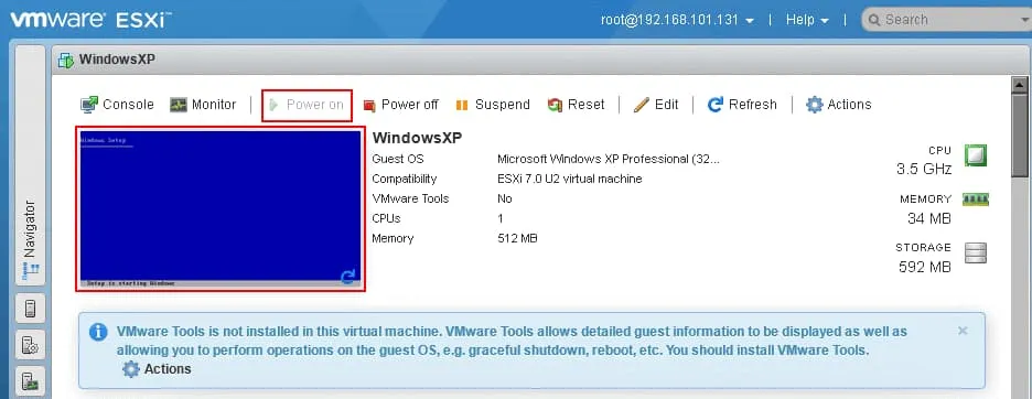 VMware nested virtualization - installing an OS on a nested VM