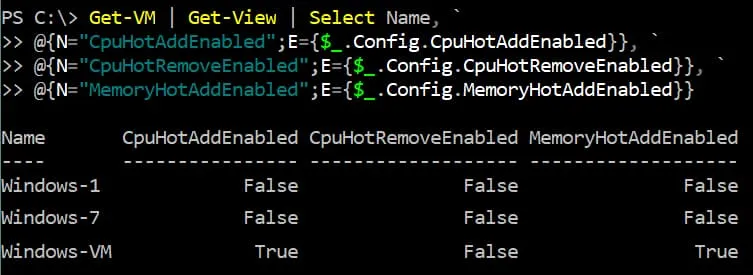 Checking VMs on which VMware hot add is enabled
