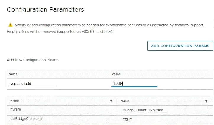 Hot add CPU VMware