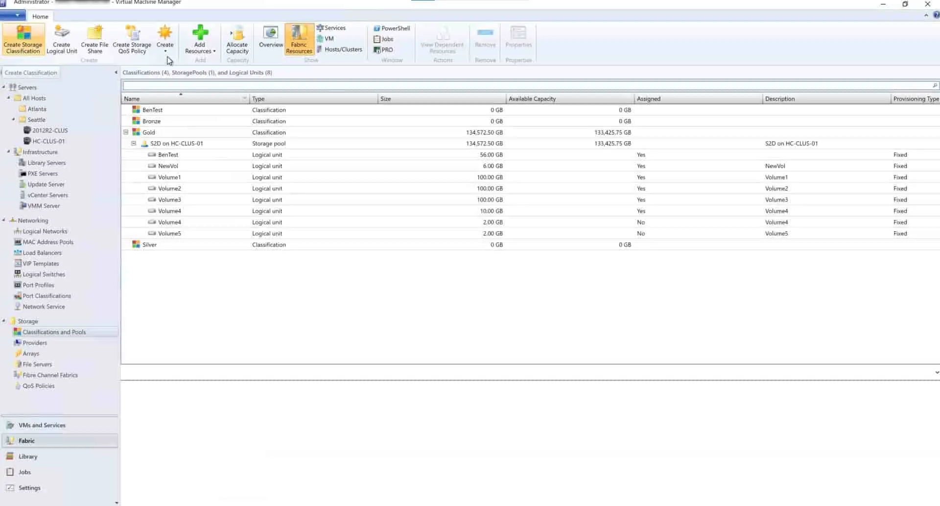 SCVMM home interface