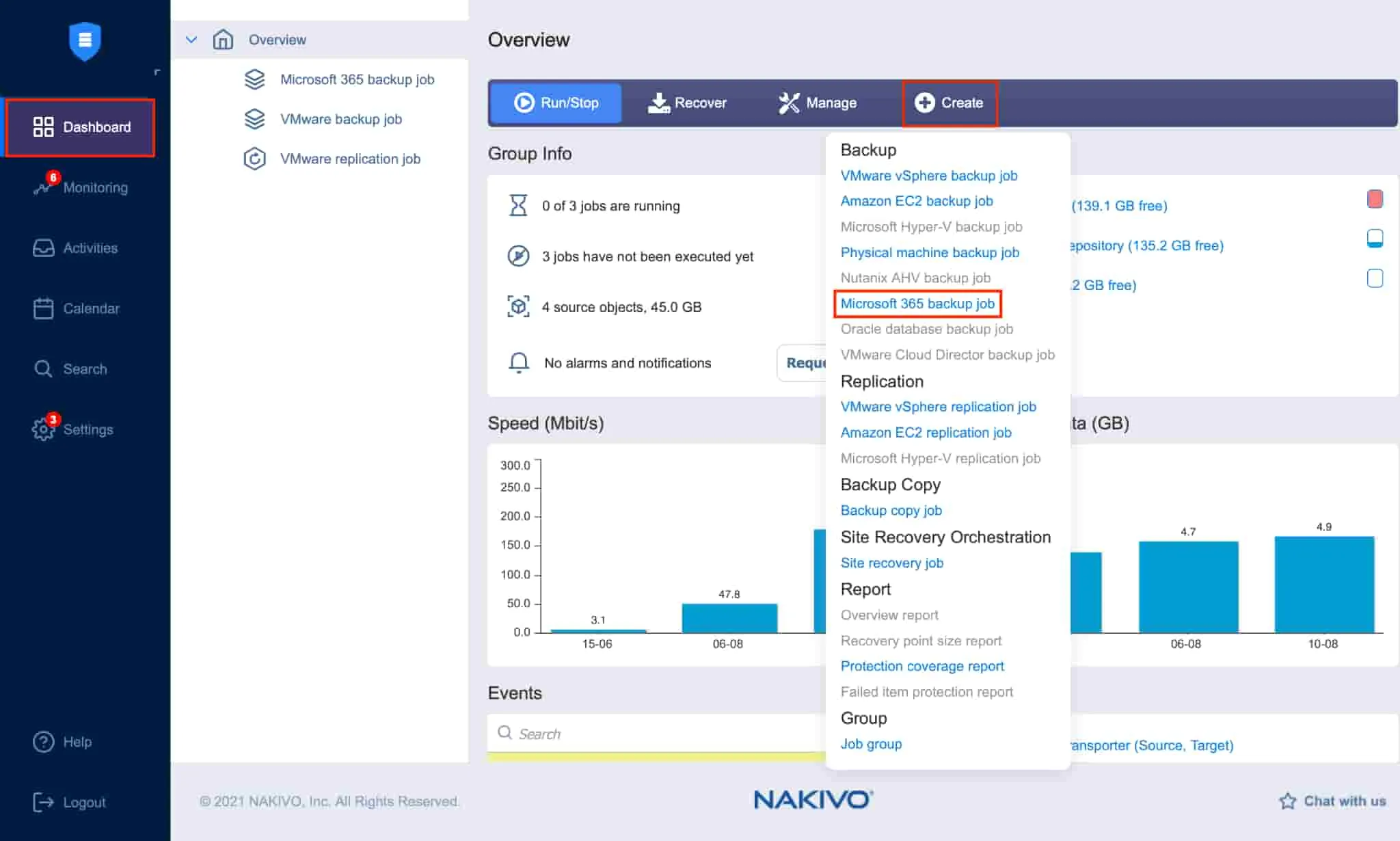 create a new backup job