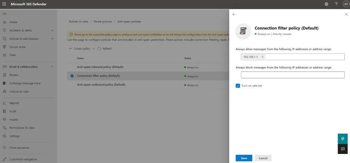 add ip addresses to allow and block lists