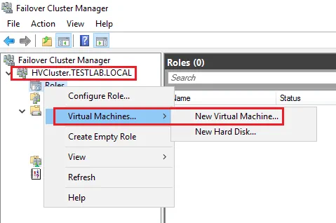 Creating a HA VM to finish the Hyper-V cluster setup