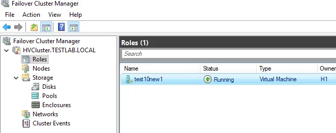 Hyper-V cluster setup has been finished