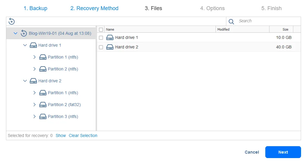 Browsing partitions to recover files