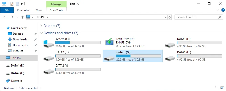 Disk partitions are mounted from the backup to the target machine