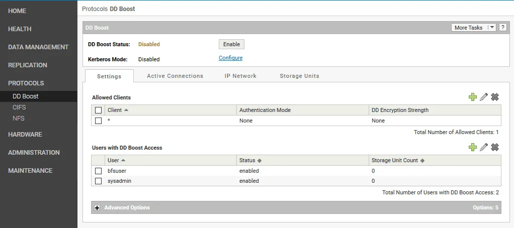 Enabling a DD Boost protocol