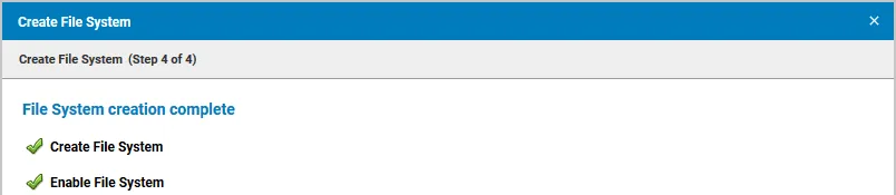 File system creation complete