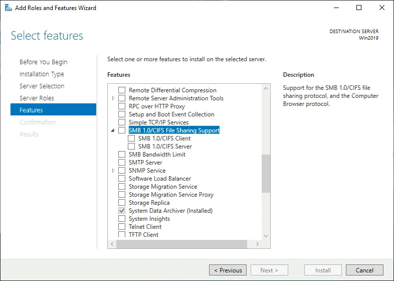 CIFS vs SMB – SMB 1.0/CIFS is disabled by default in Windows Server 2019