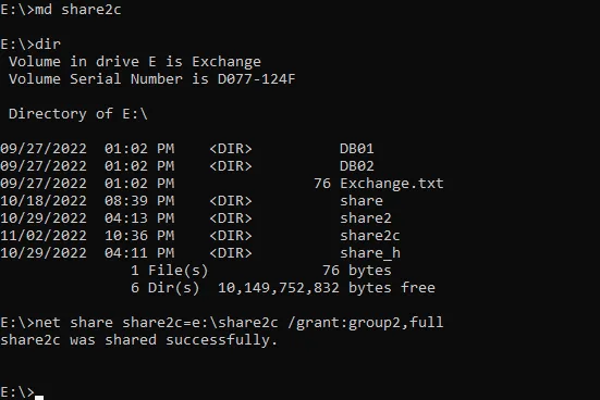 Creating a Windows SMB share in the command line