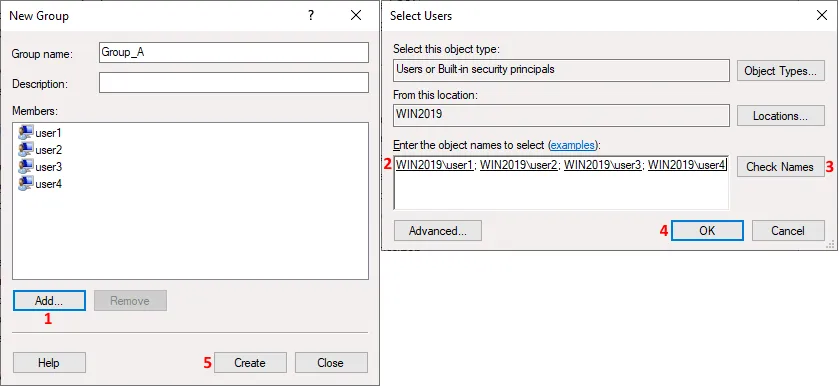 Creating a group for access management of file sharing servers