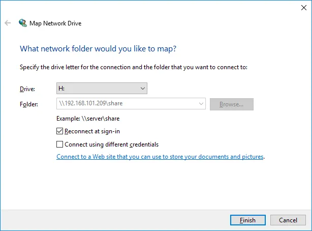 How to map a shared folder as a network drive