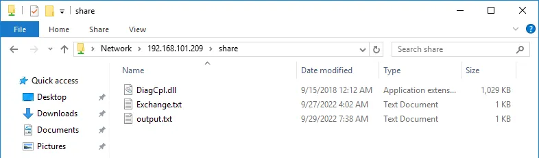 The Windows file share is working properly