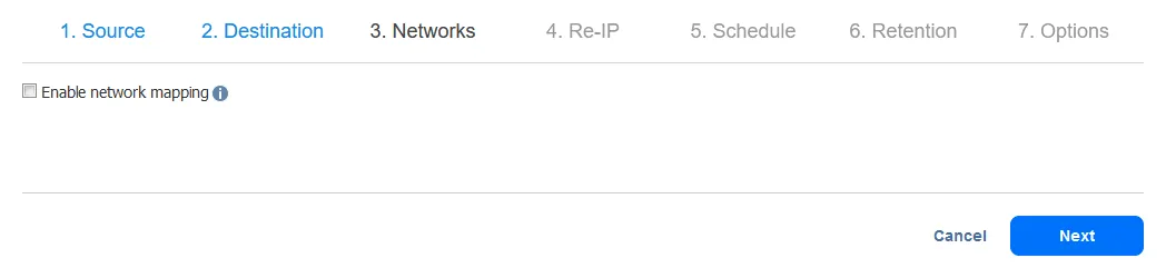 VM Network configuration for the VM replica