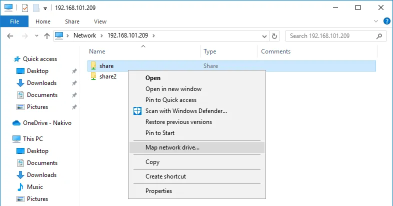 Windows setup share drive