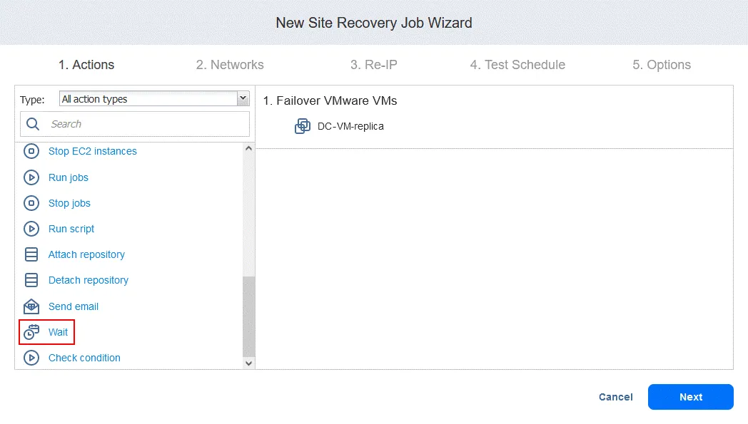 Adding a “Wait” action