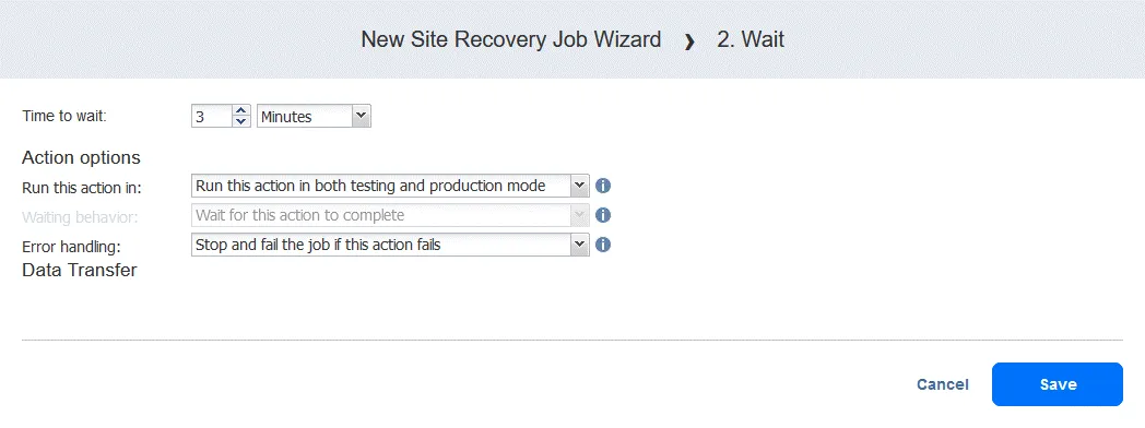 Configuring the “Wait” action