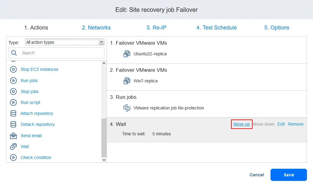 Moving up the “Wait” action