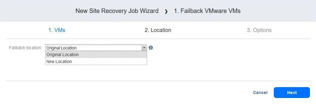 Selecting location for failback