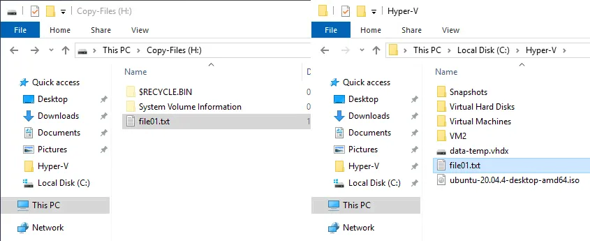 How to copy files to Hyper V virtual machine by using a virtual disk