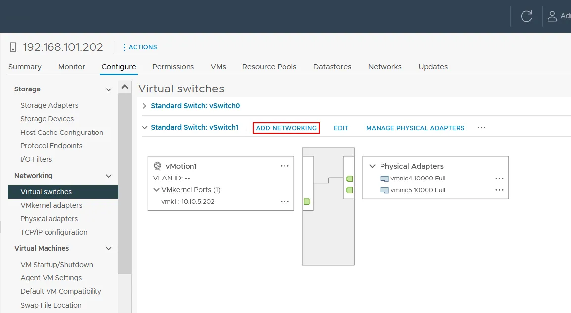 How to enable vMotion in the multi-NIC mode