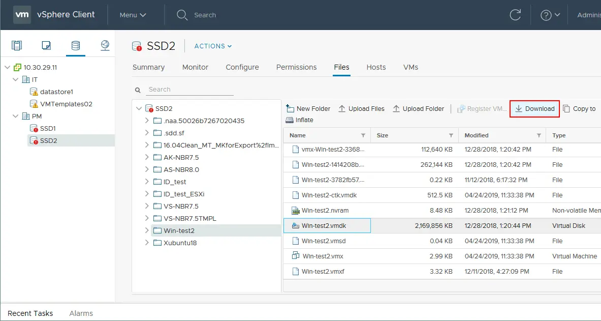 Downloading vmdk virtual disk and descriptor file to open vmdk files in VMware Workstation