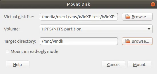 Everything is ready to mount a VMDK virtual disk