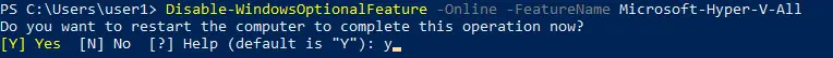 Hyper-V Windows 10 uninstallation in PowerShell
