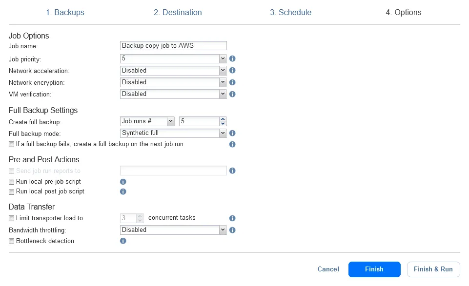 Configuring backup copy job options in the NAKIVO solution