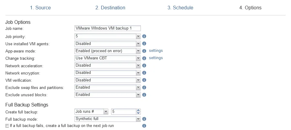 Configuring job options