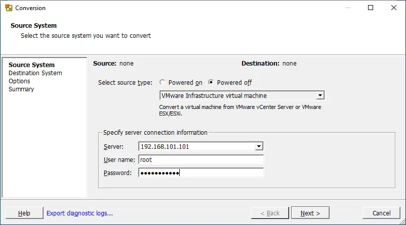 Using VMware Converter to migrate virtual machines