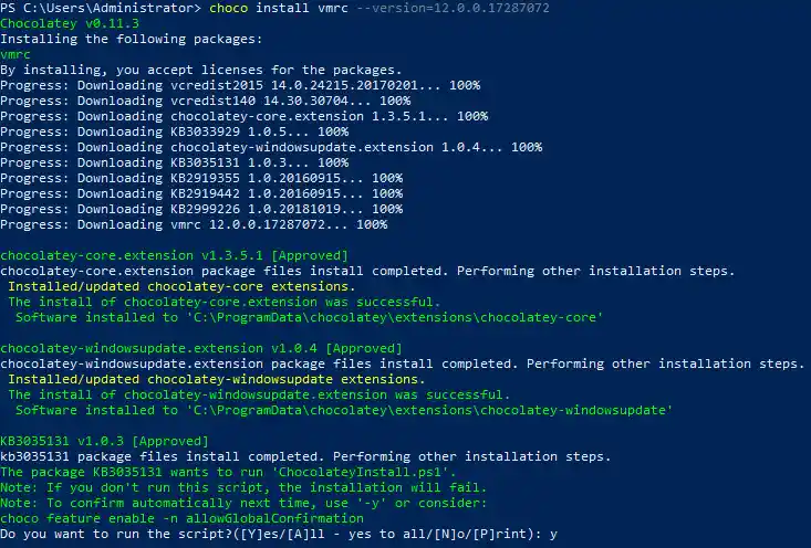Installing VMware Remote Console 12.0 0 for Windows in PowerShell