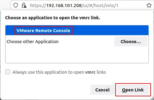 Opening the VMRC link