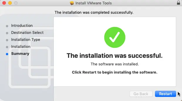 VMware Tools installed on macOS