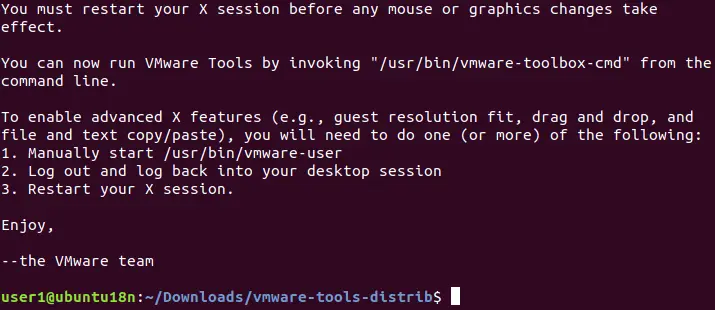 VMware Tools installed successfully on Linux