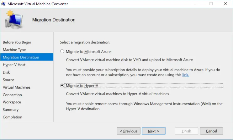 Migrate VMware to Hyper-V with MVMC