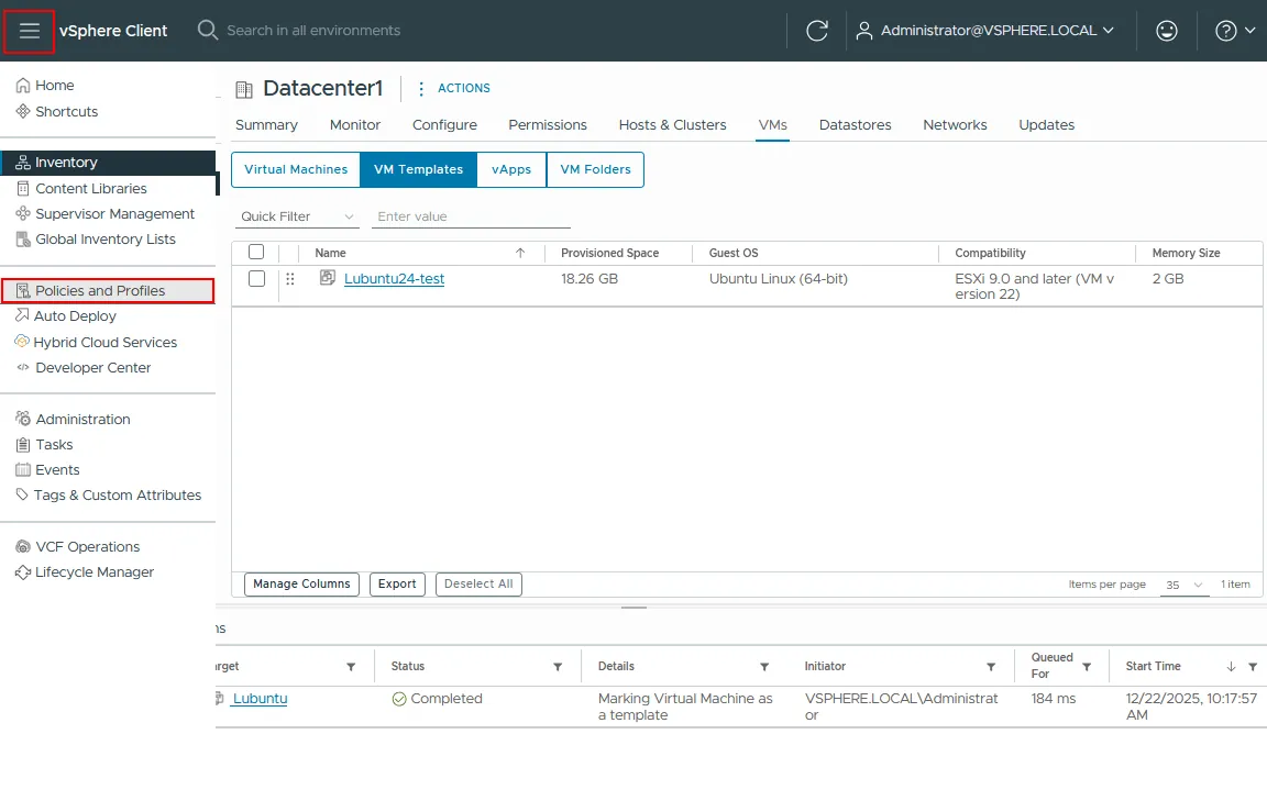 Navigating Policies and Profiles in vCenter with vSphere Client